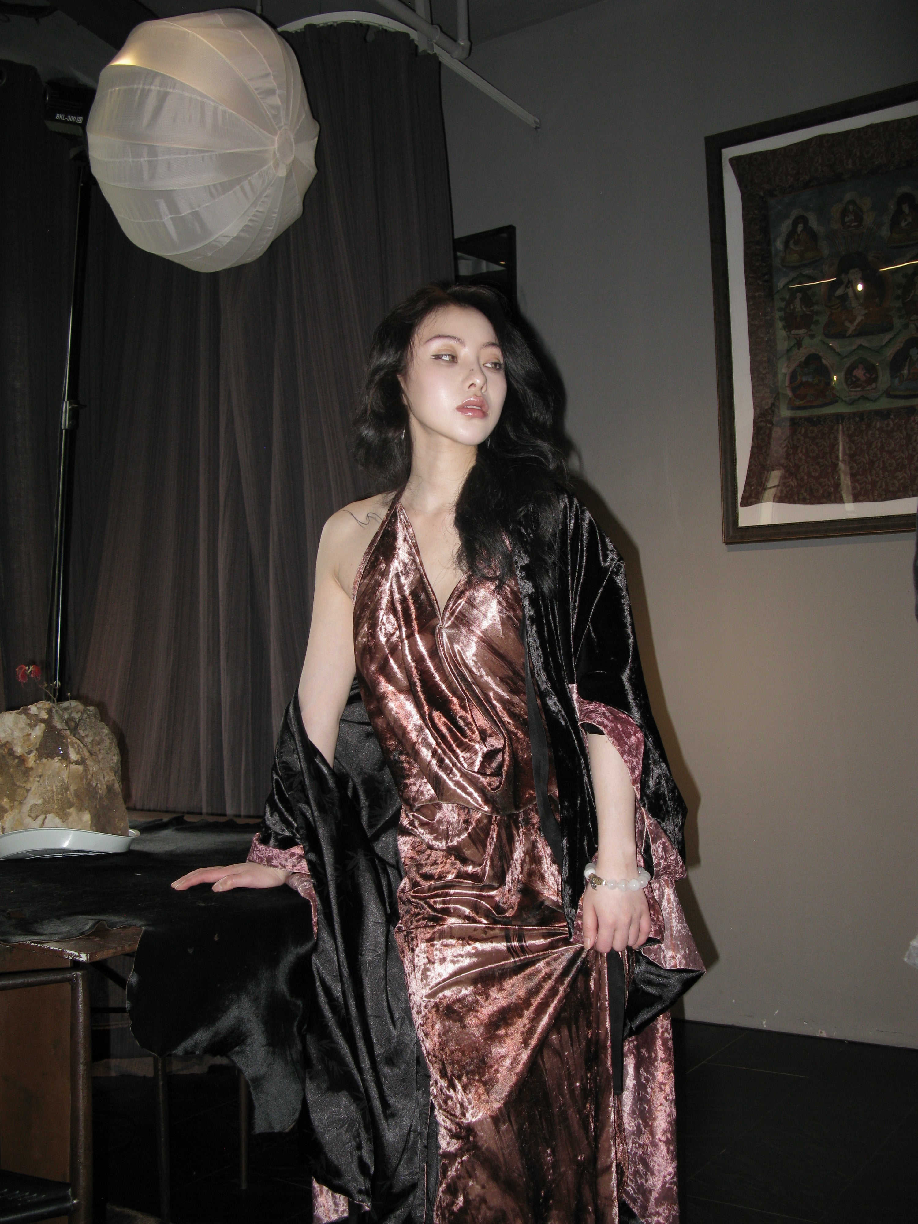The fluid velvet halter gown