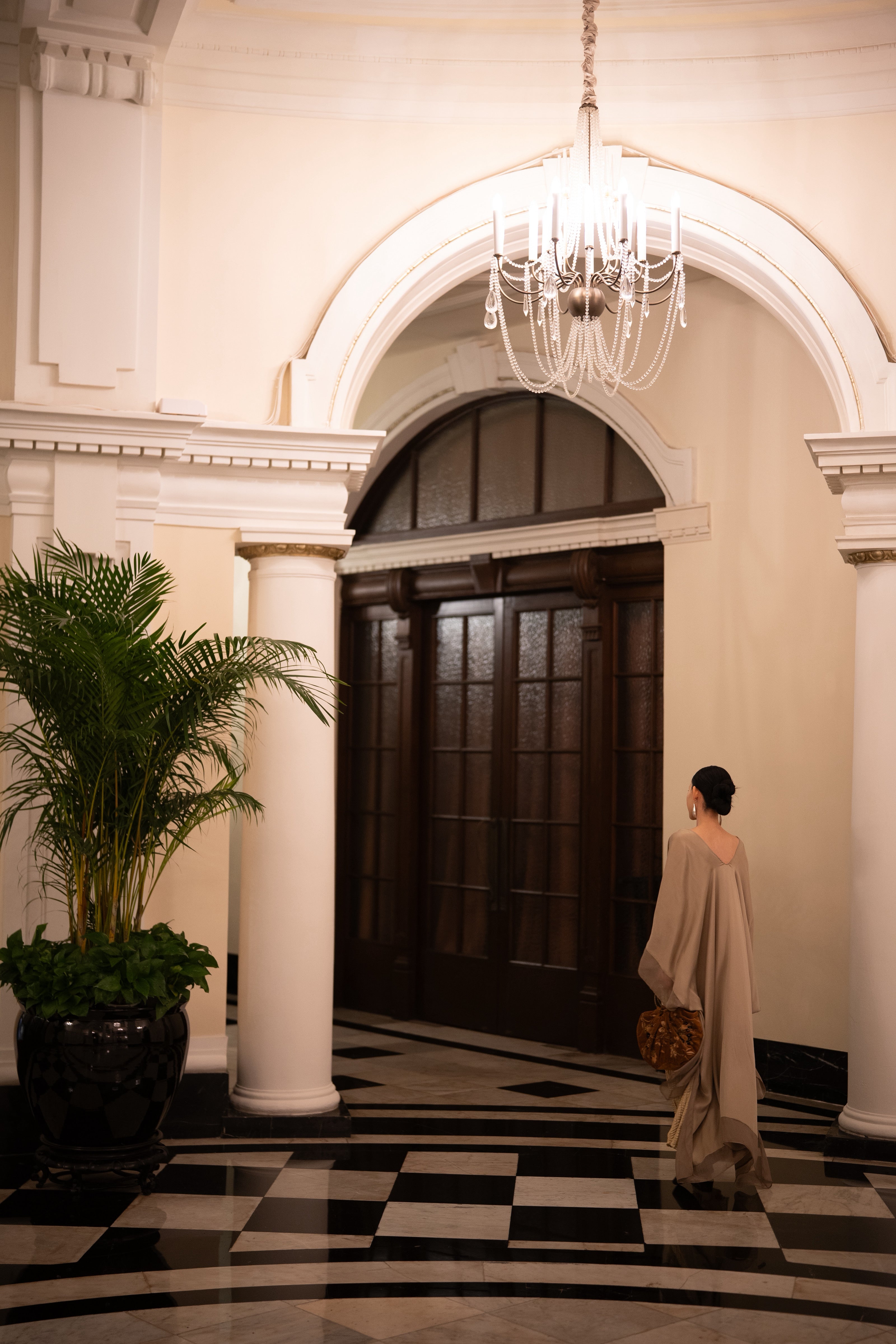 Ethereal layered silk kaftan