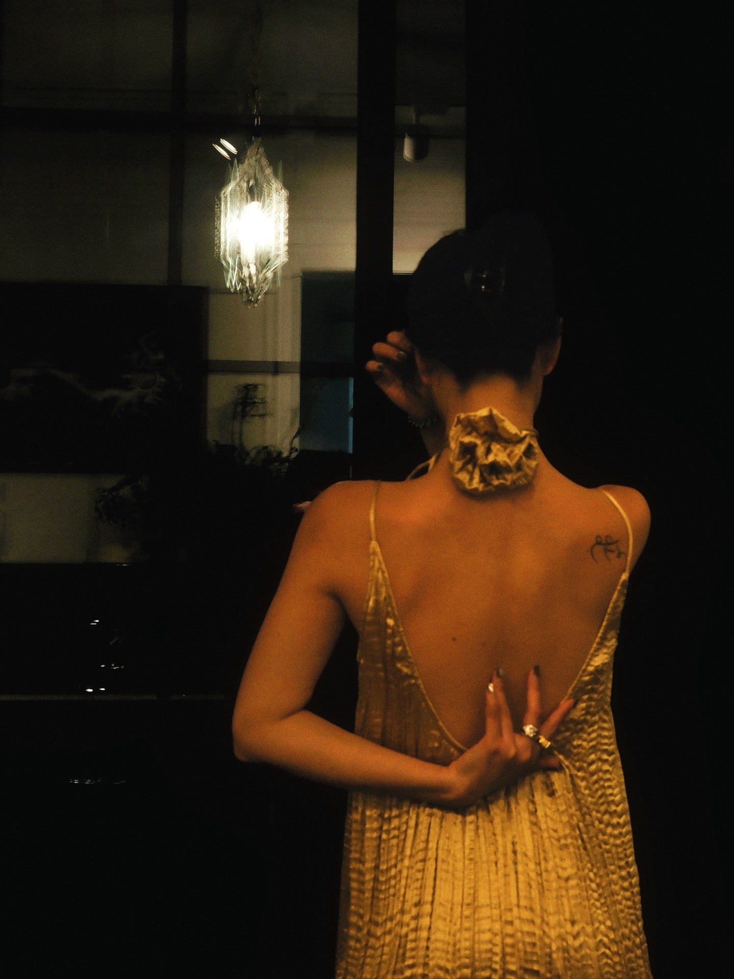 Gilded echo pleated dress