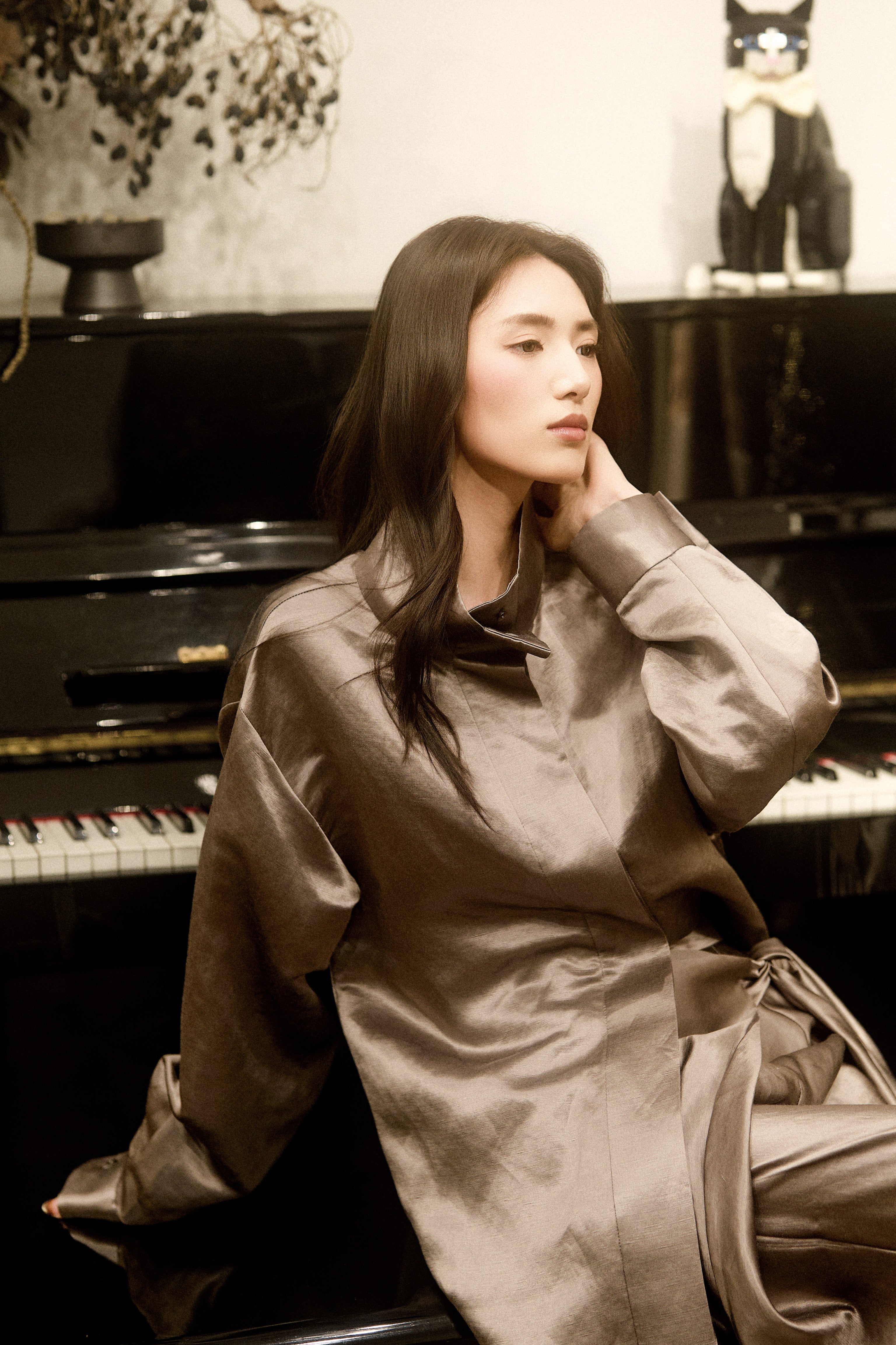 Quiet opulence satin blouse