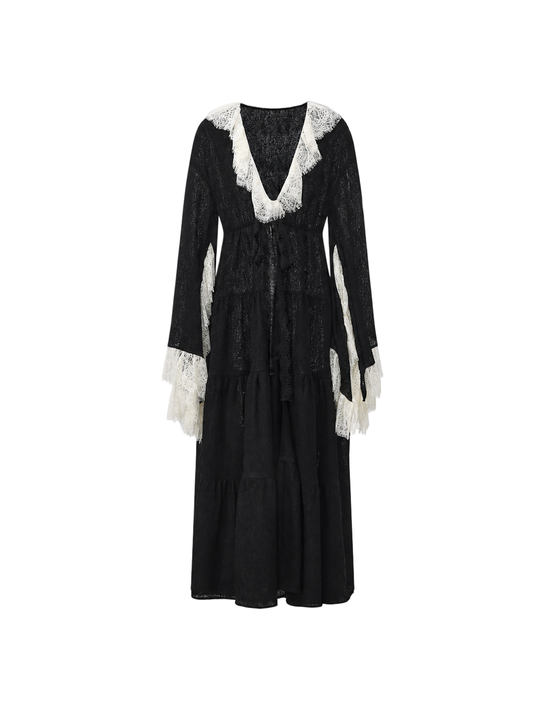 Regal romance lace trim longline coat