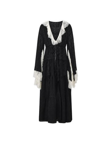 Regal romance lace trim longline coat
