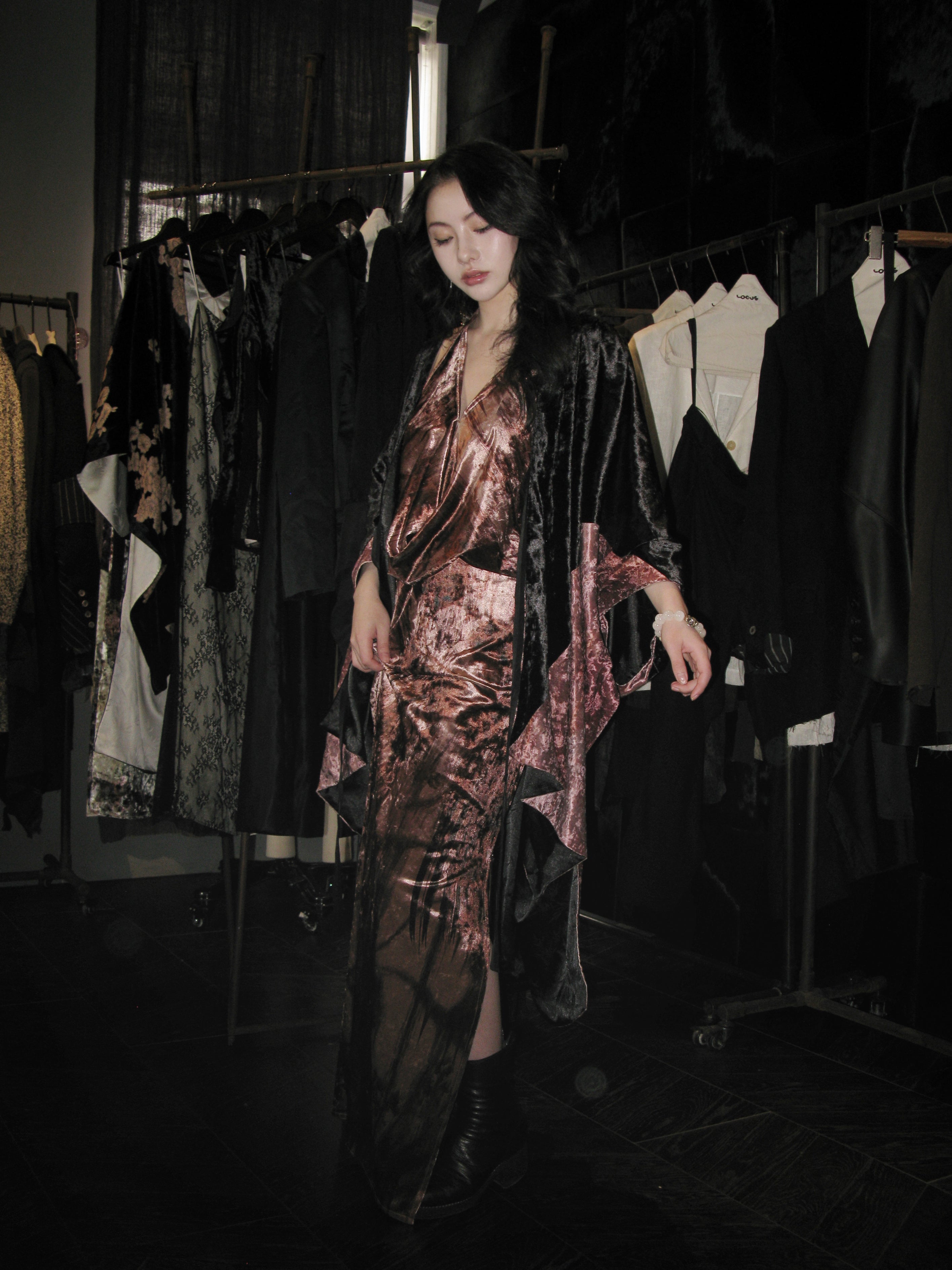The fluid velvet halter gown