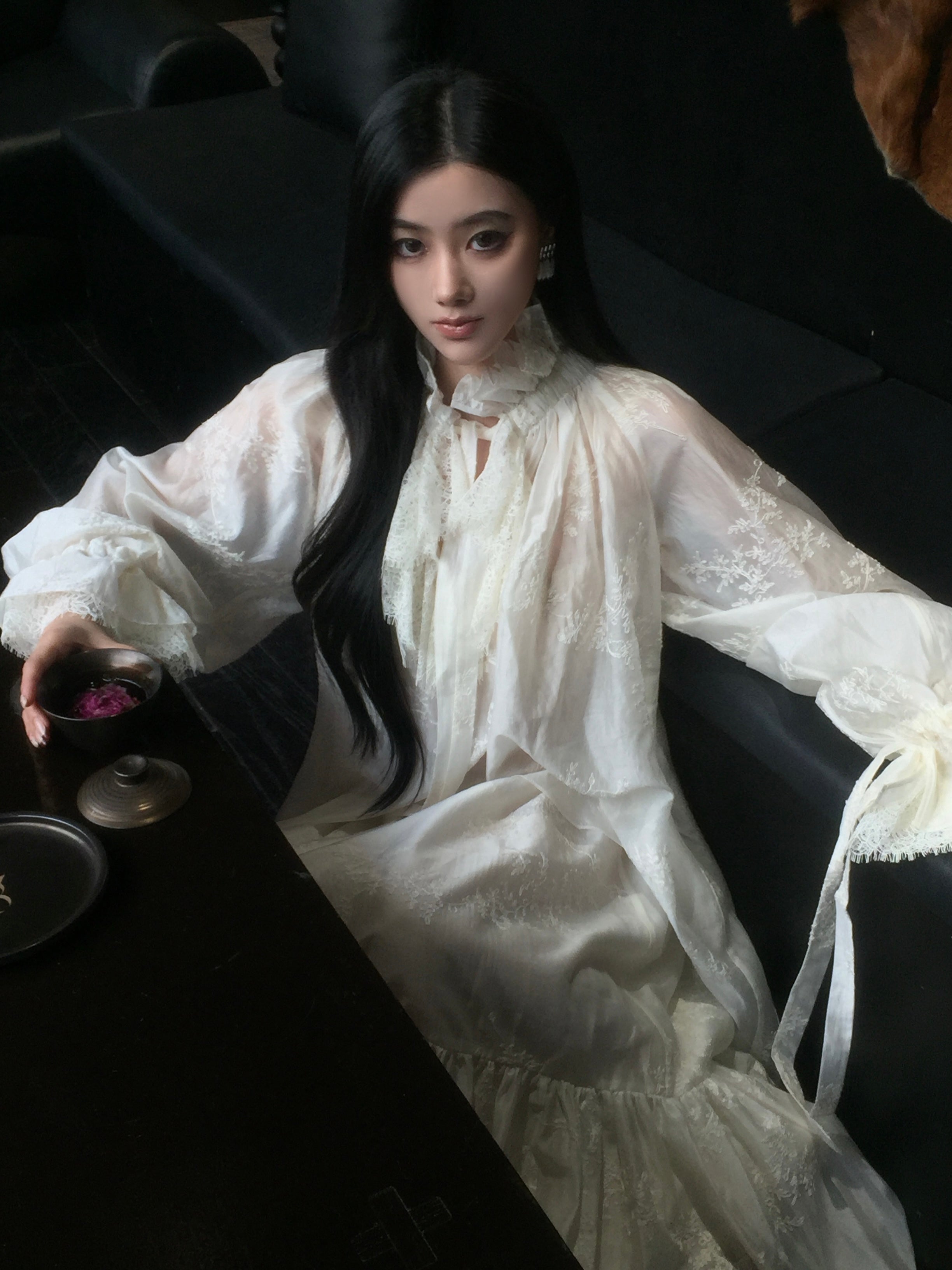 Romantic ruffles regency blouse