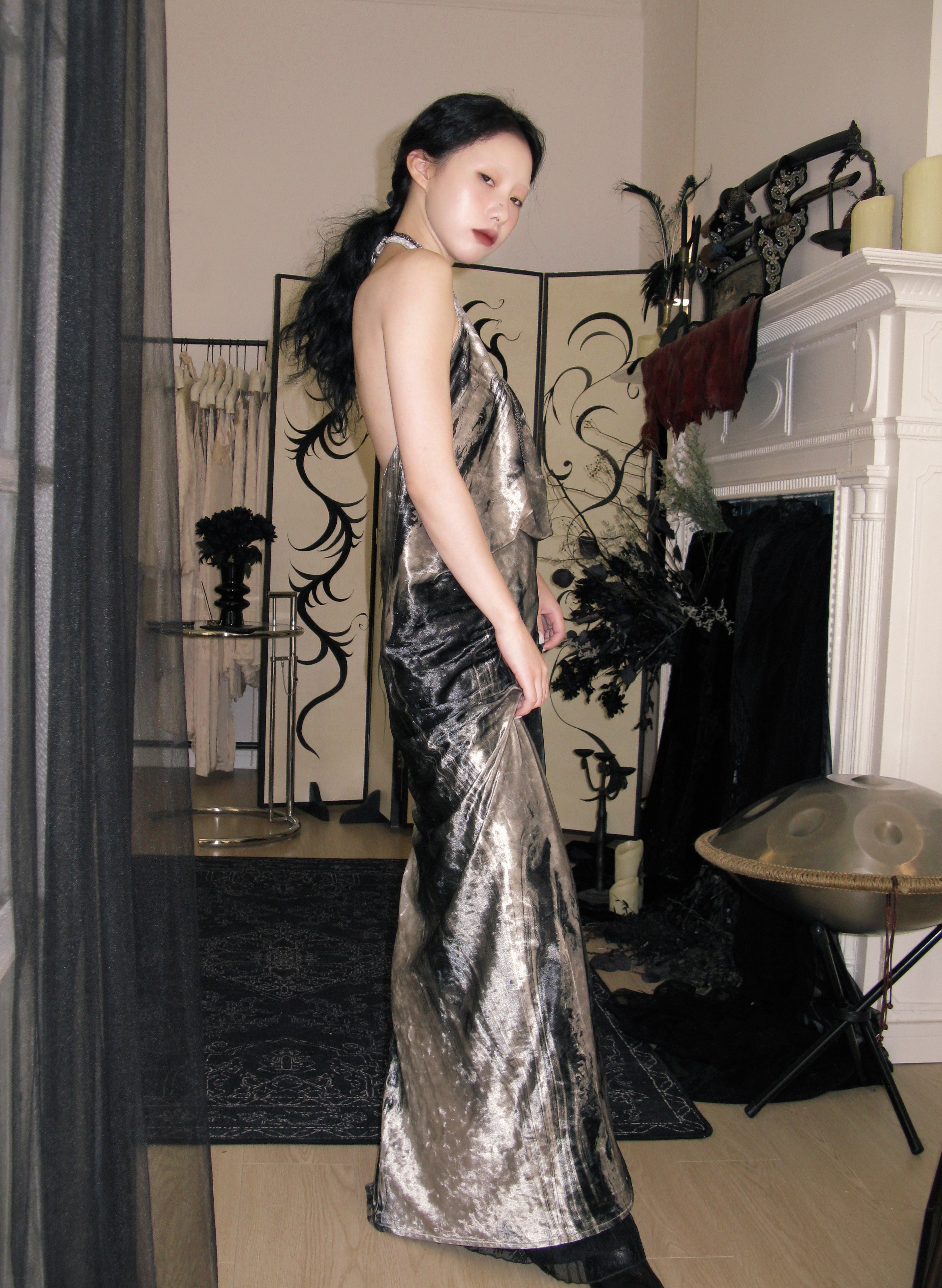 The fluid velvet halter gown