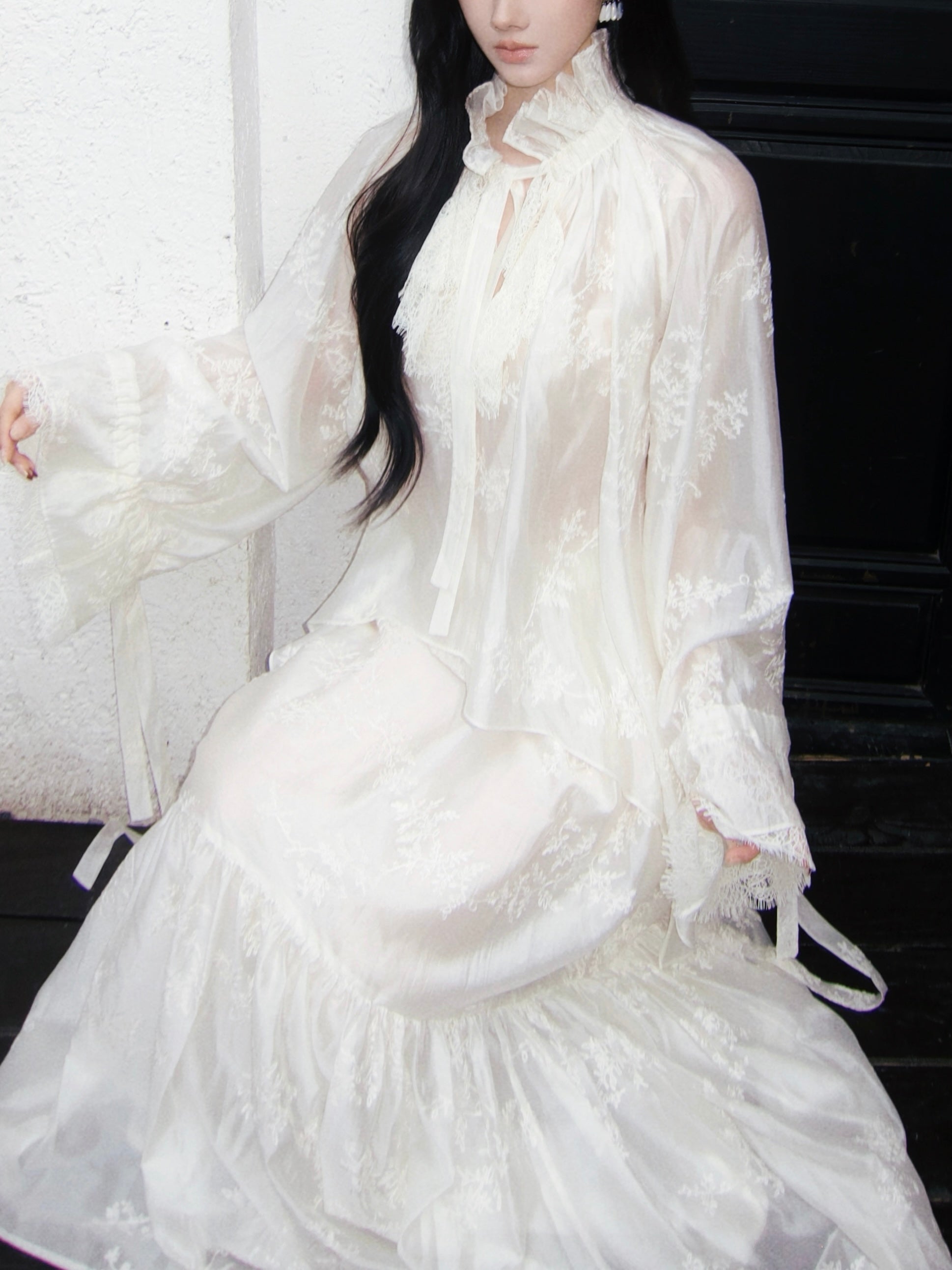 Romantic ruffles regency blouse