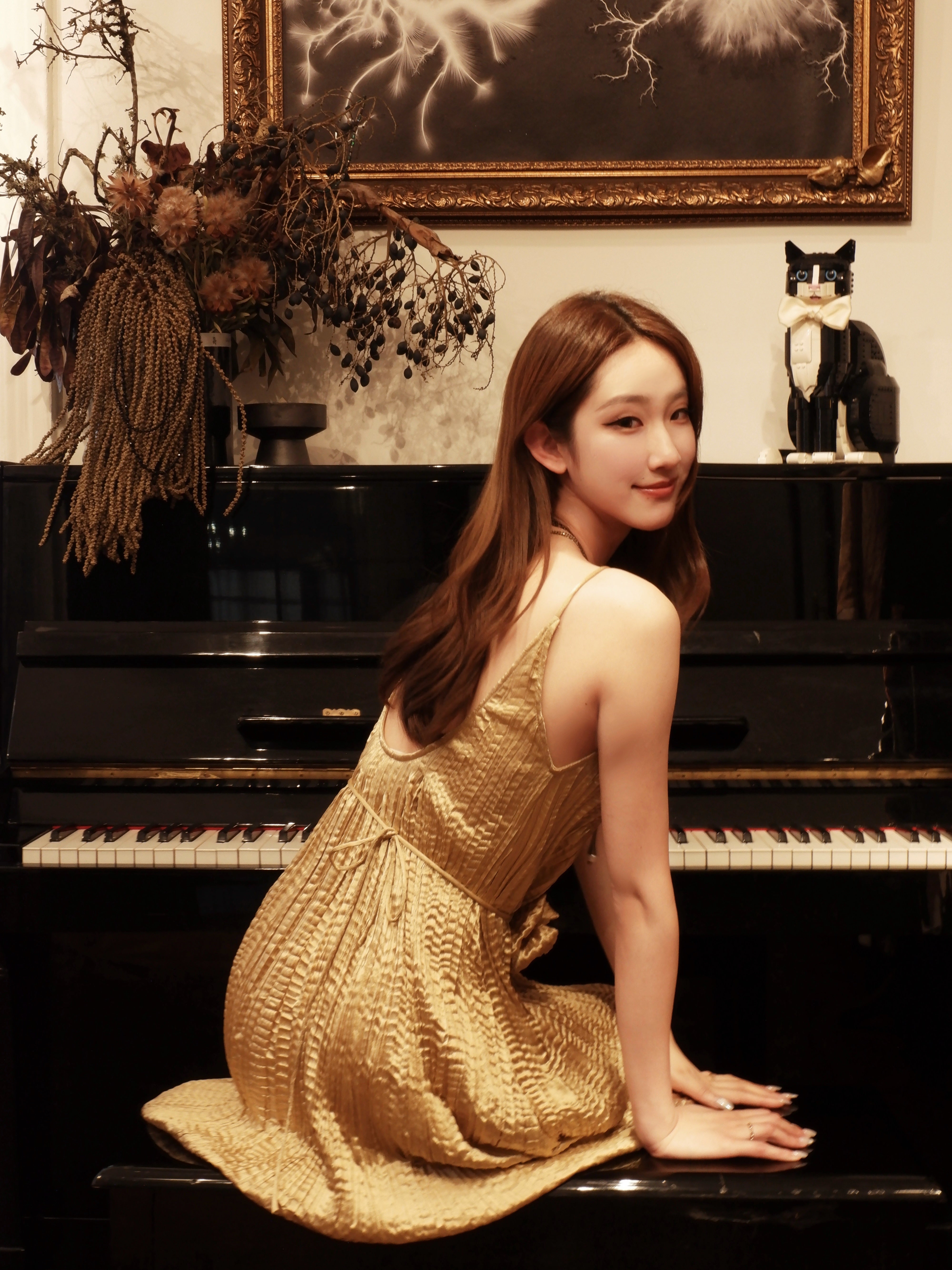 Gilded echo pleated dress