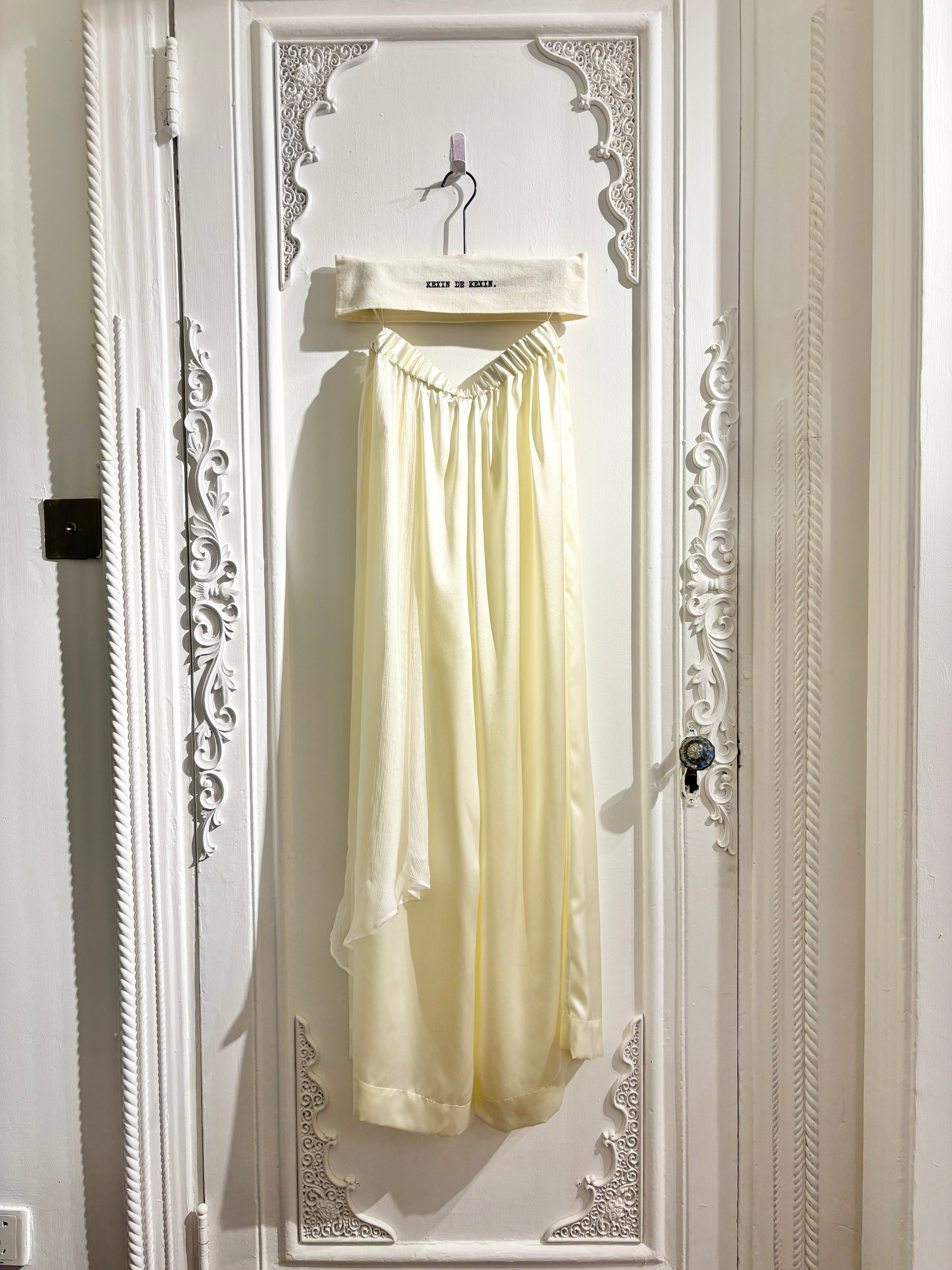 Sculptural draped wide-leg trousers