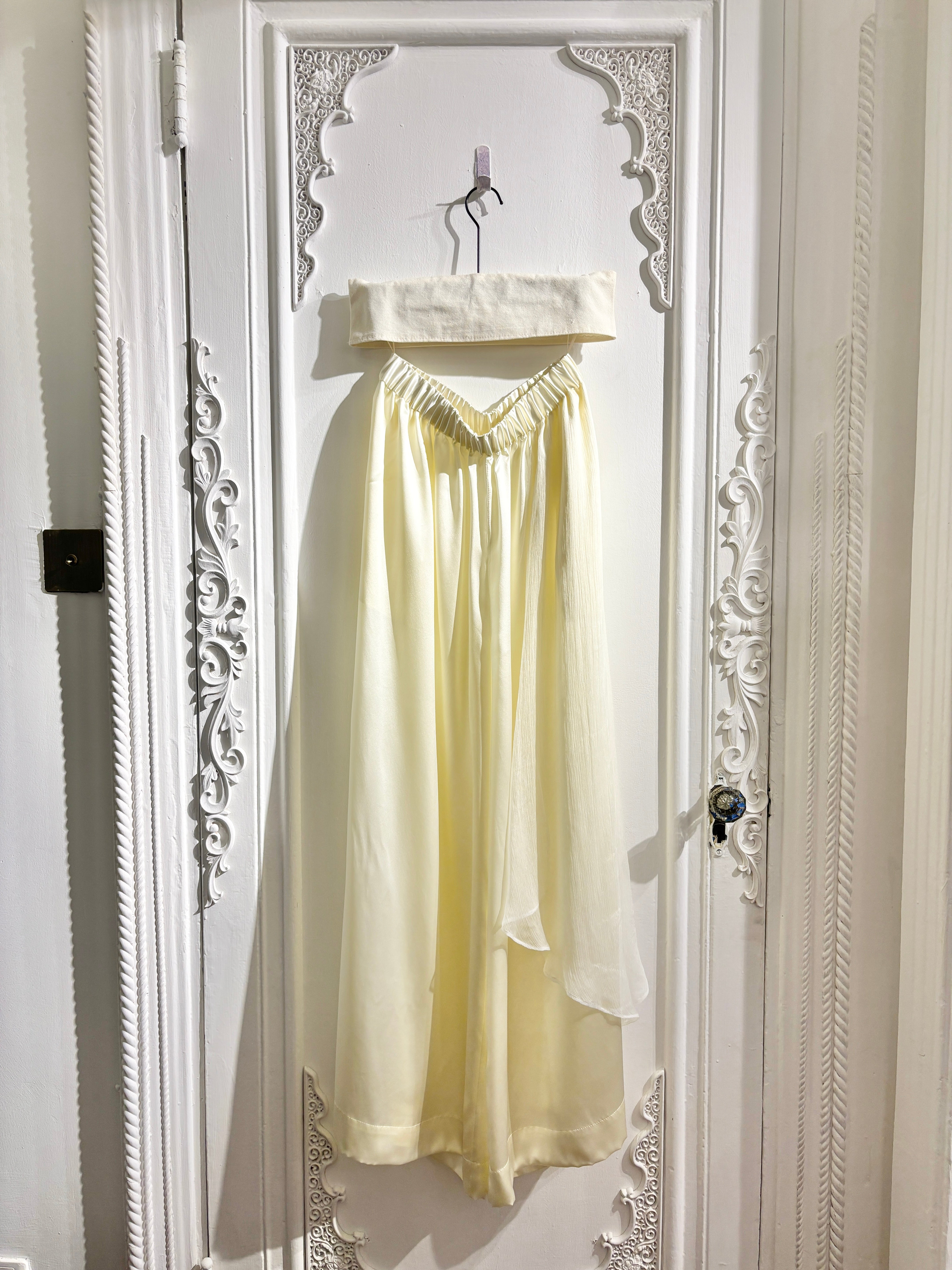 Sculptural draped wide-leg trousers
