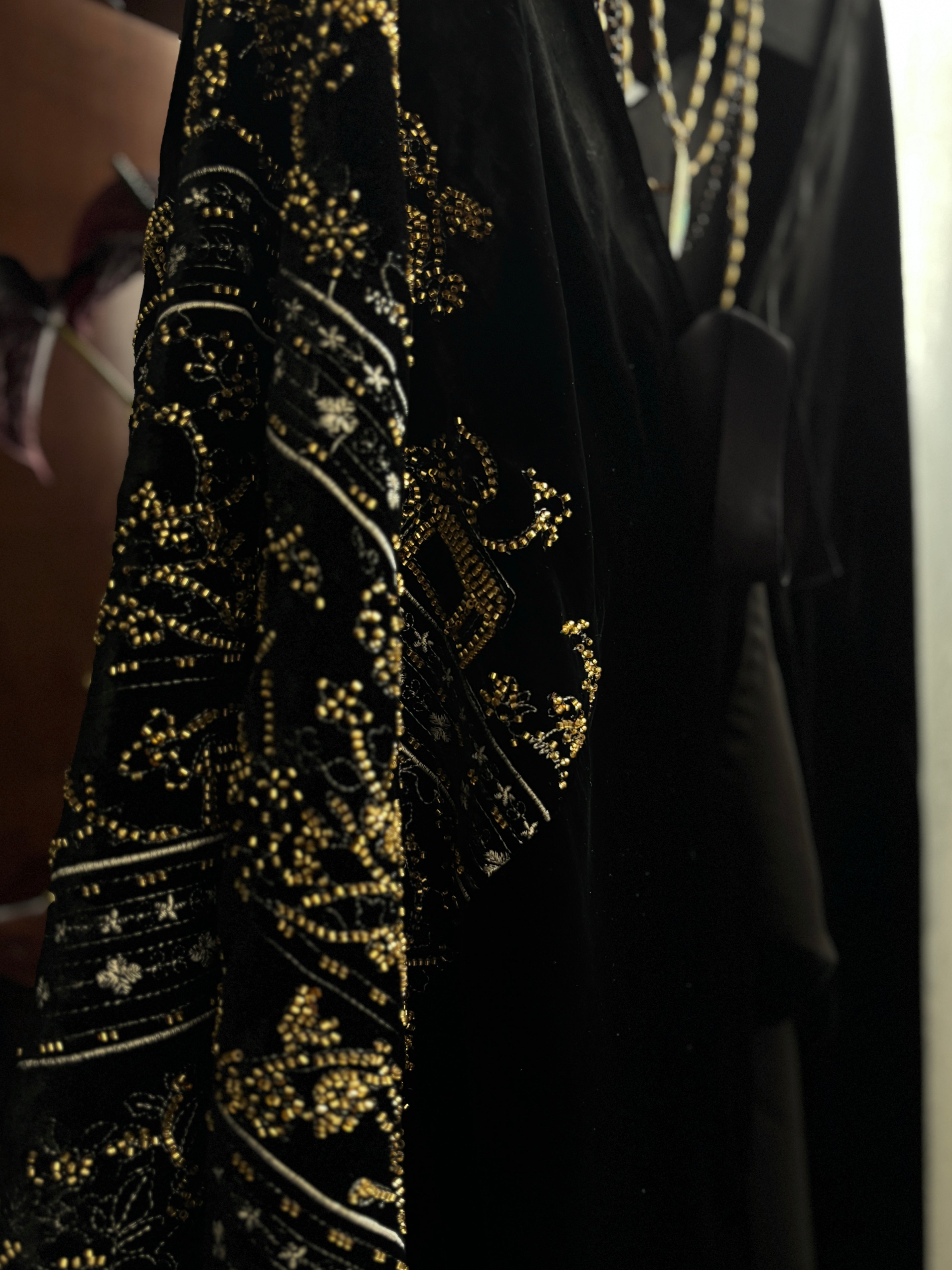 Regency black velvet embroidered cape
