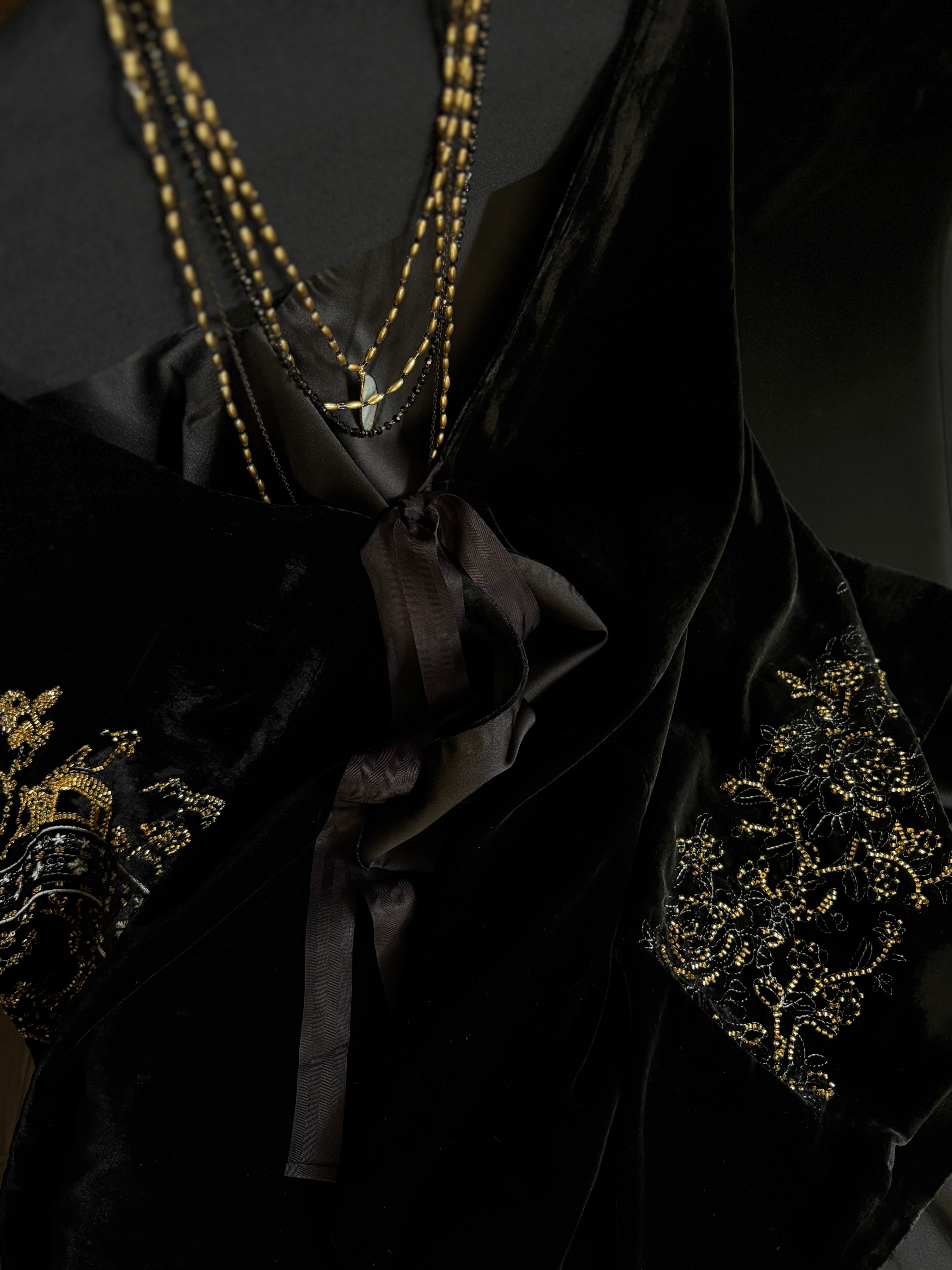 Regency black velvet embroidered cape