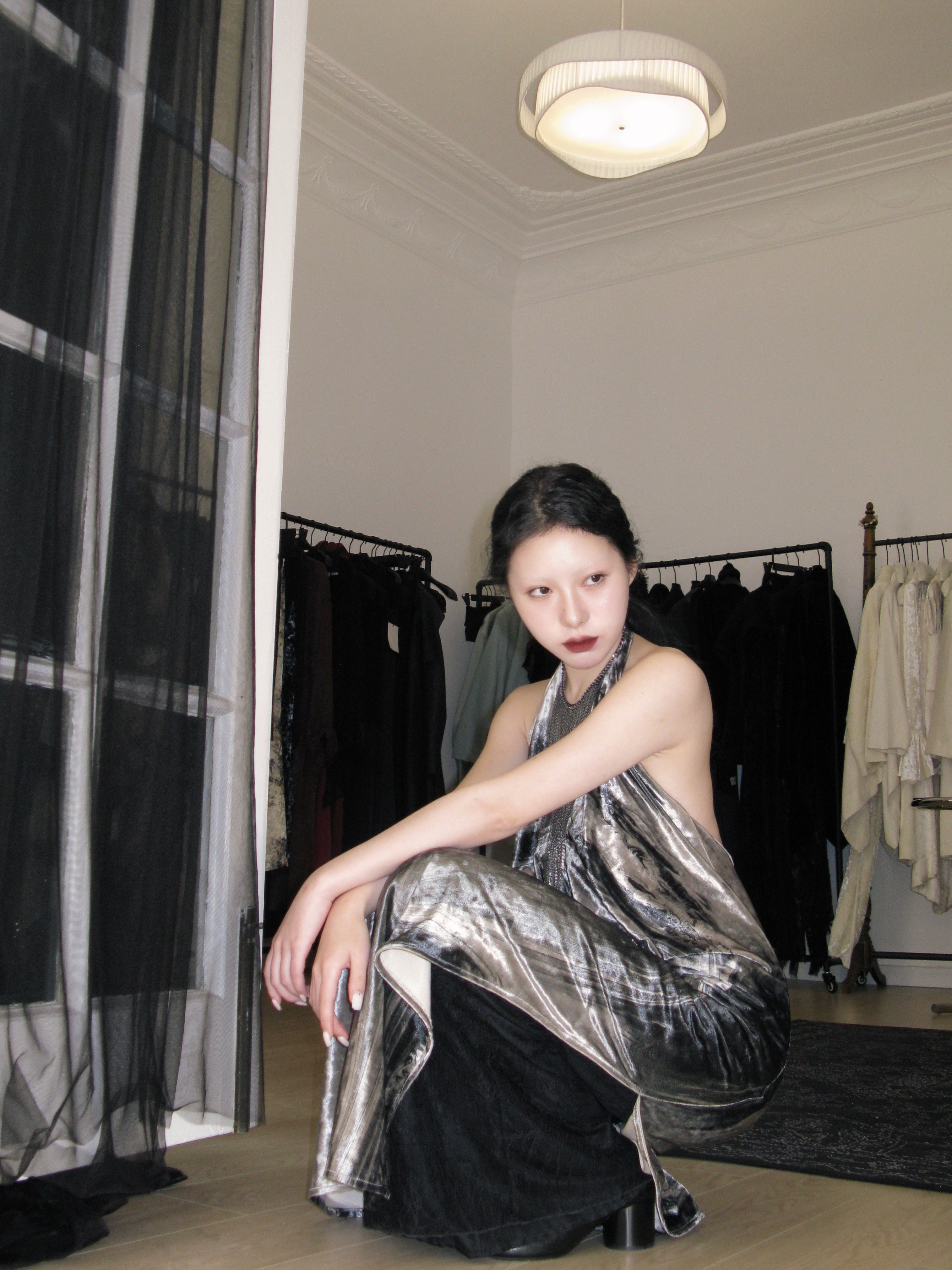 The fluid velvet halter gown