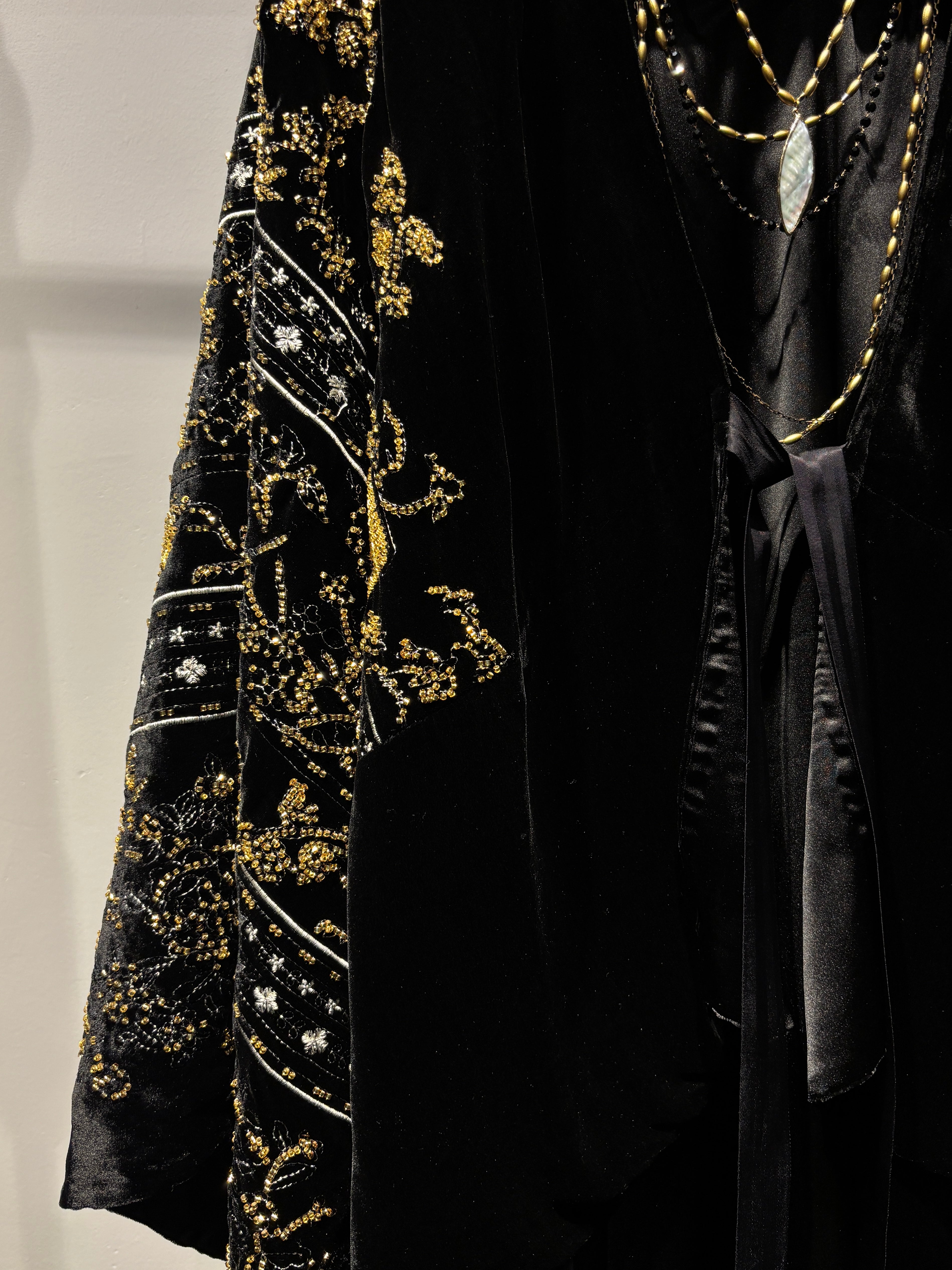 Regency black velvet embroidered cape