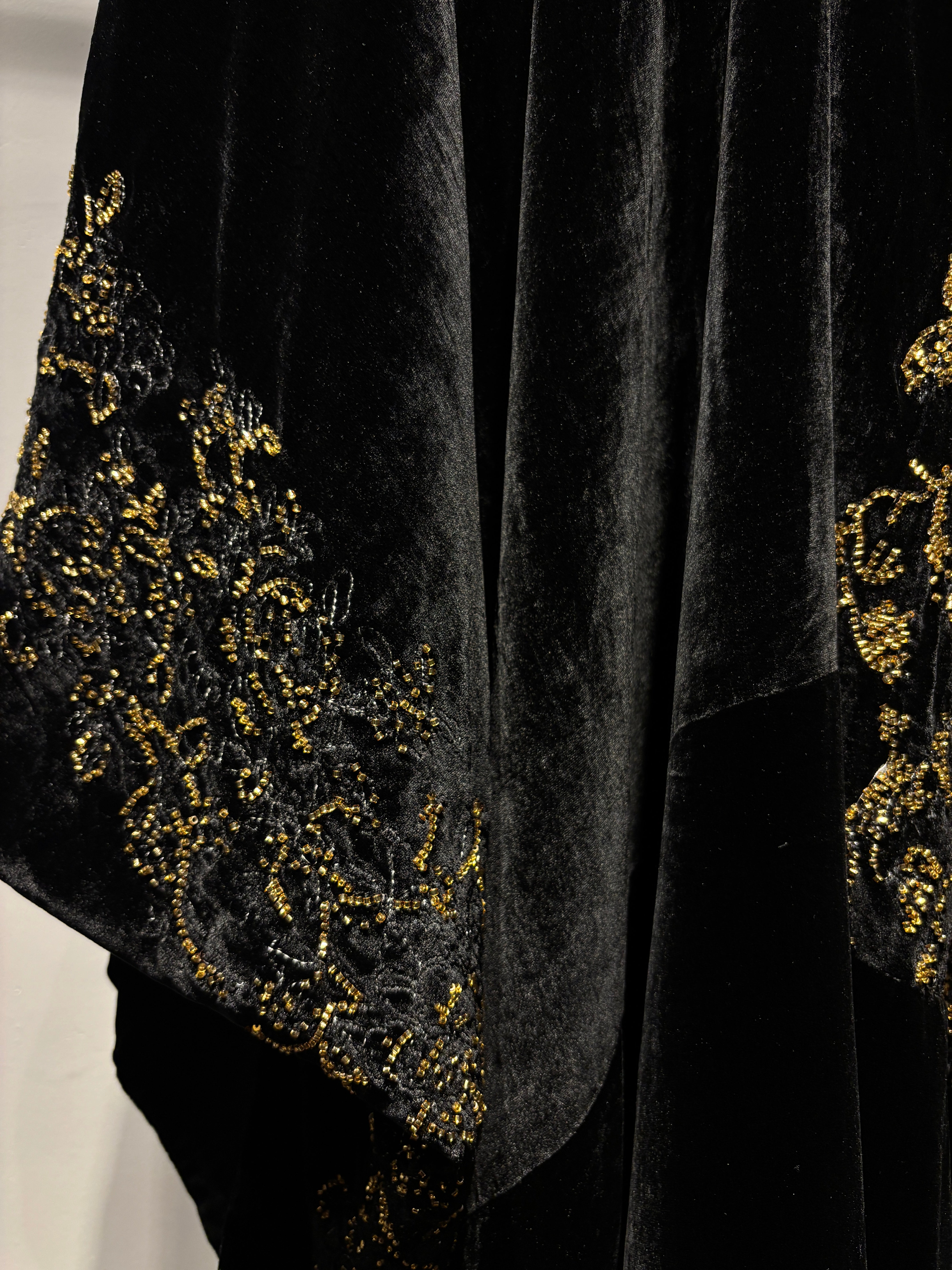 Regency black velvet embroidered cape