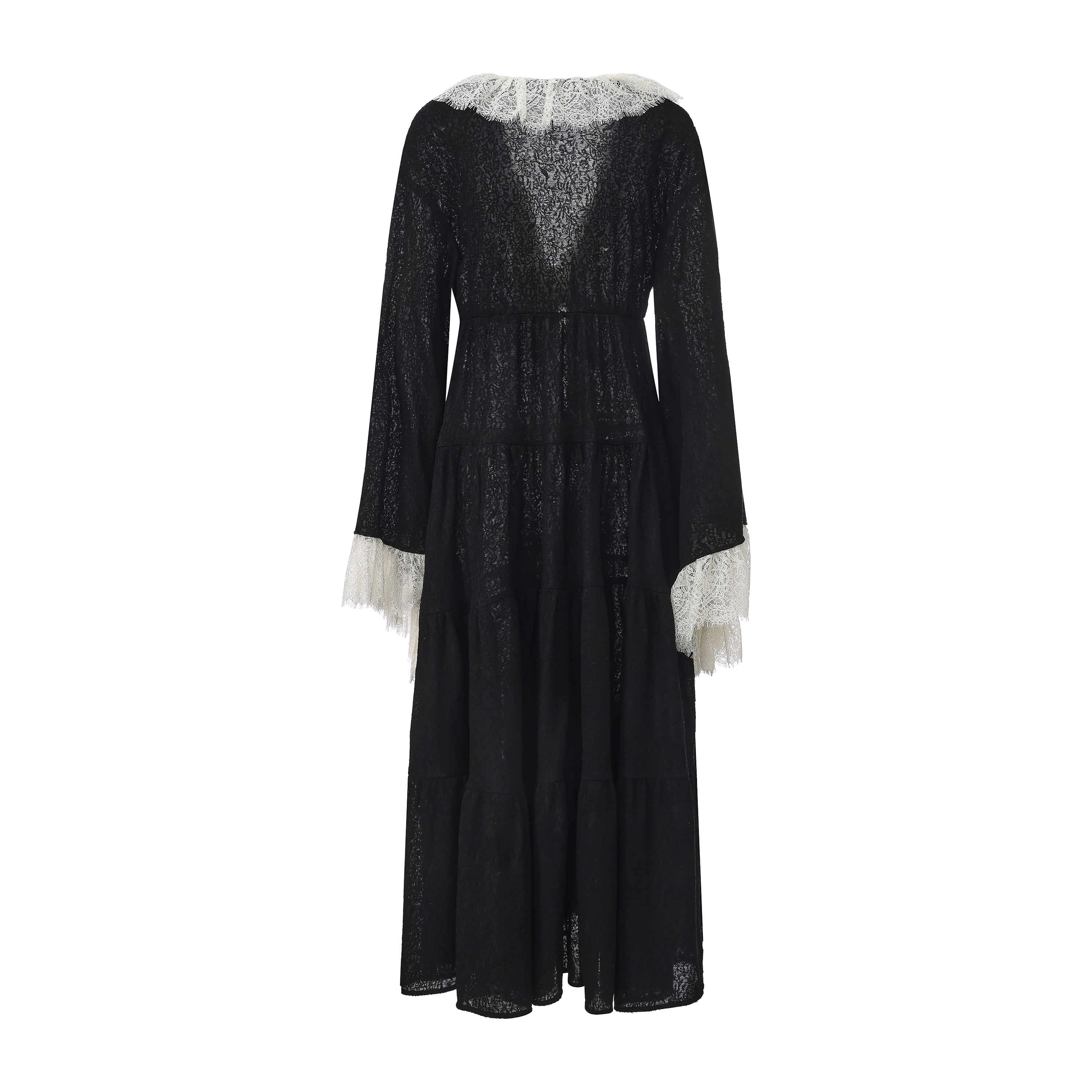Regal romance lace trim longline coat