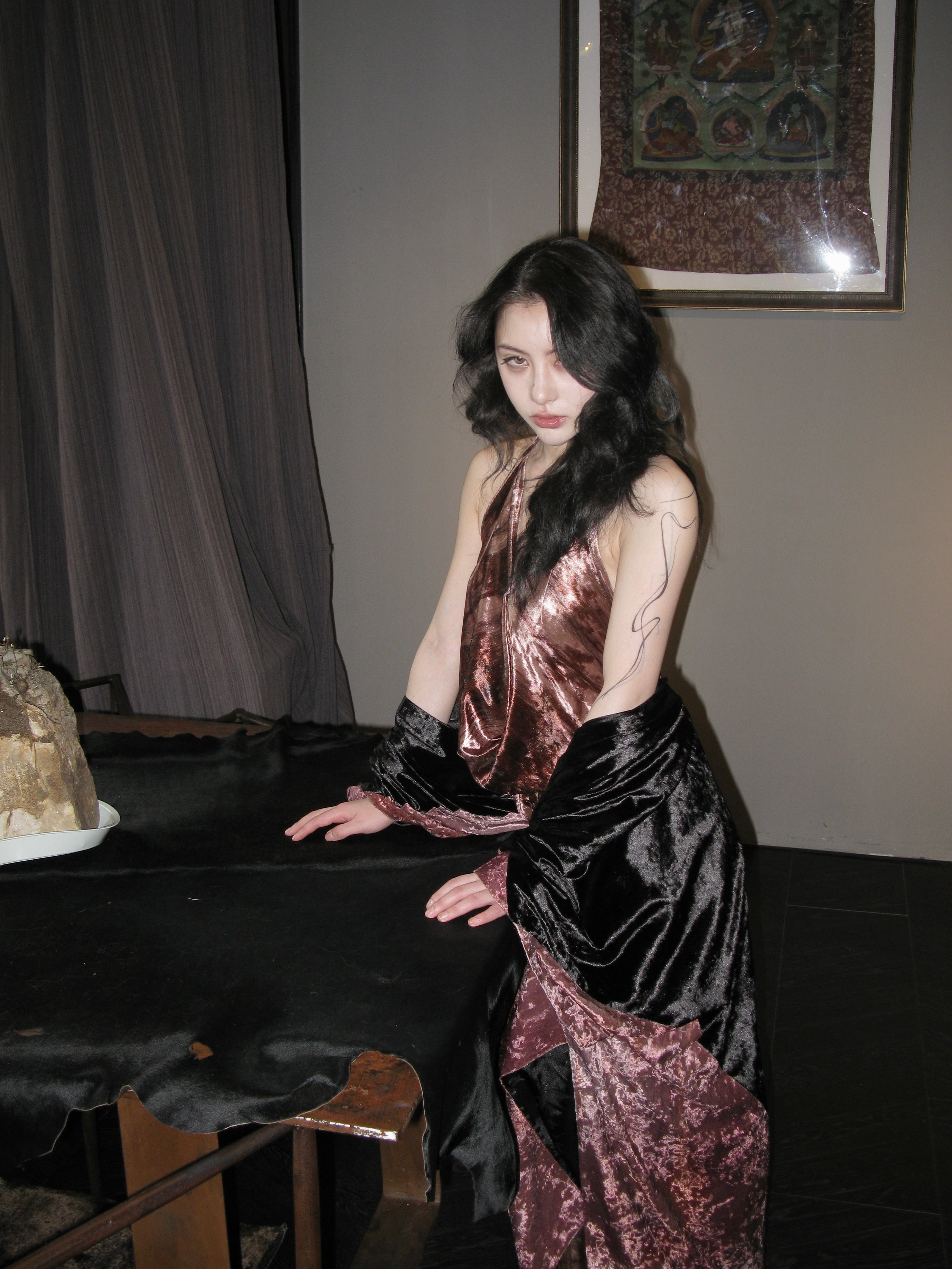 The fluid velvet halter gown