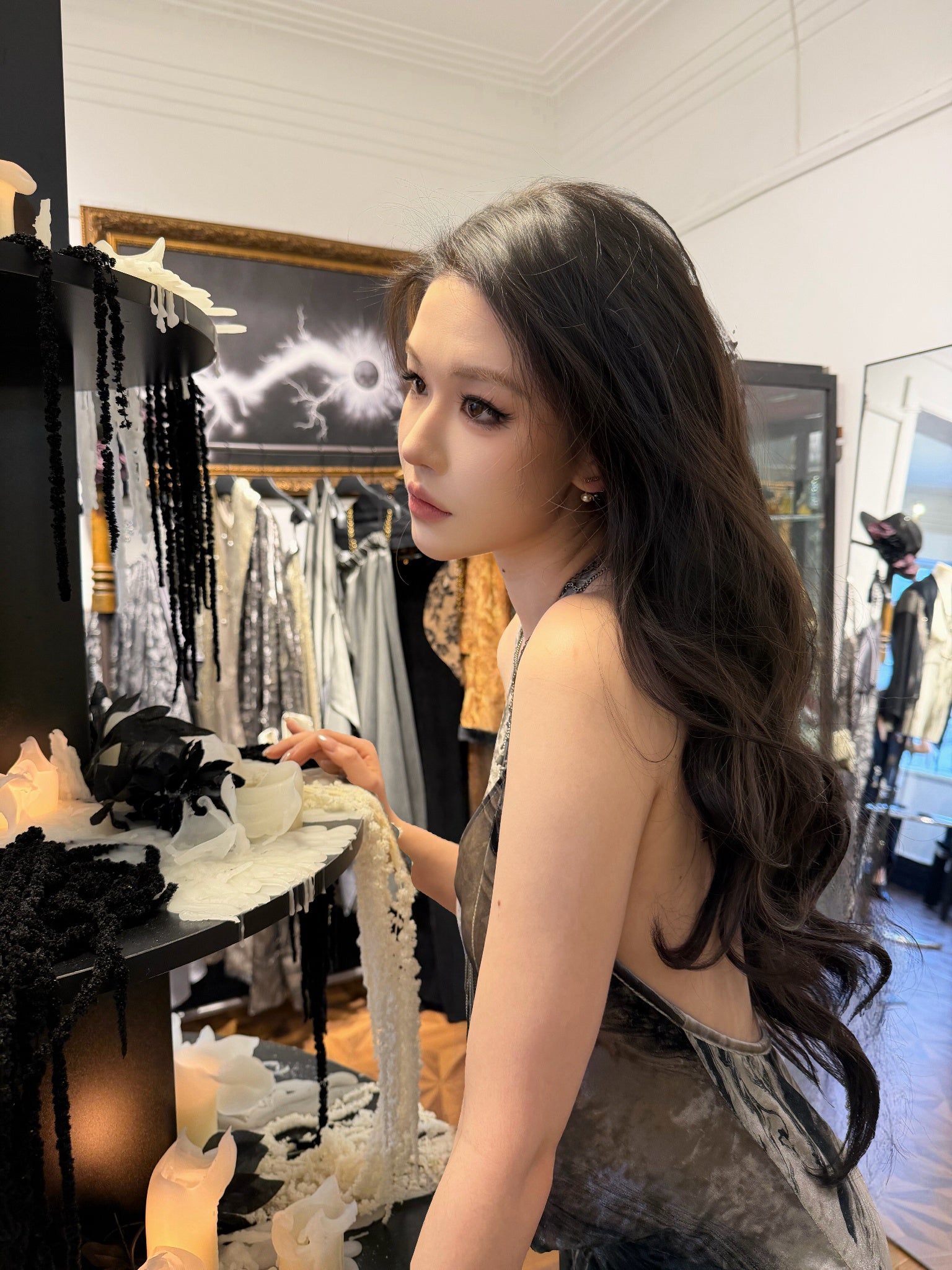 The fluid velvet halter gown