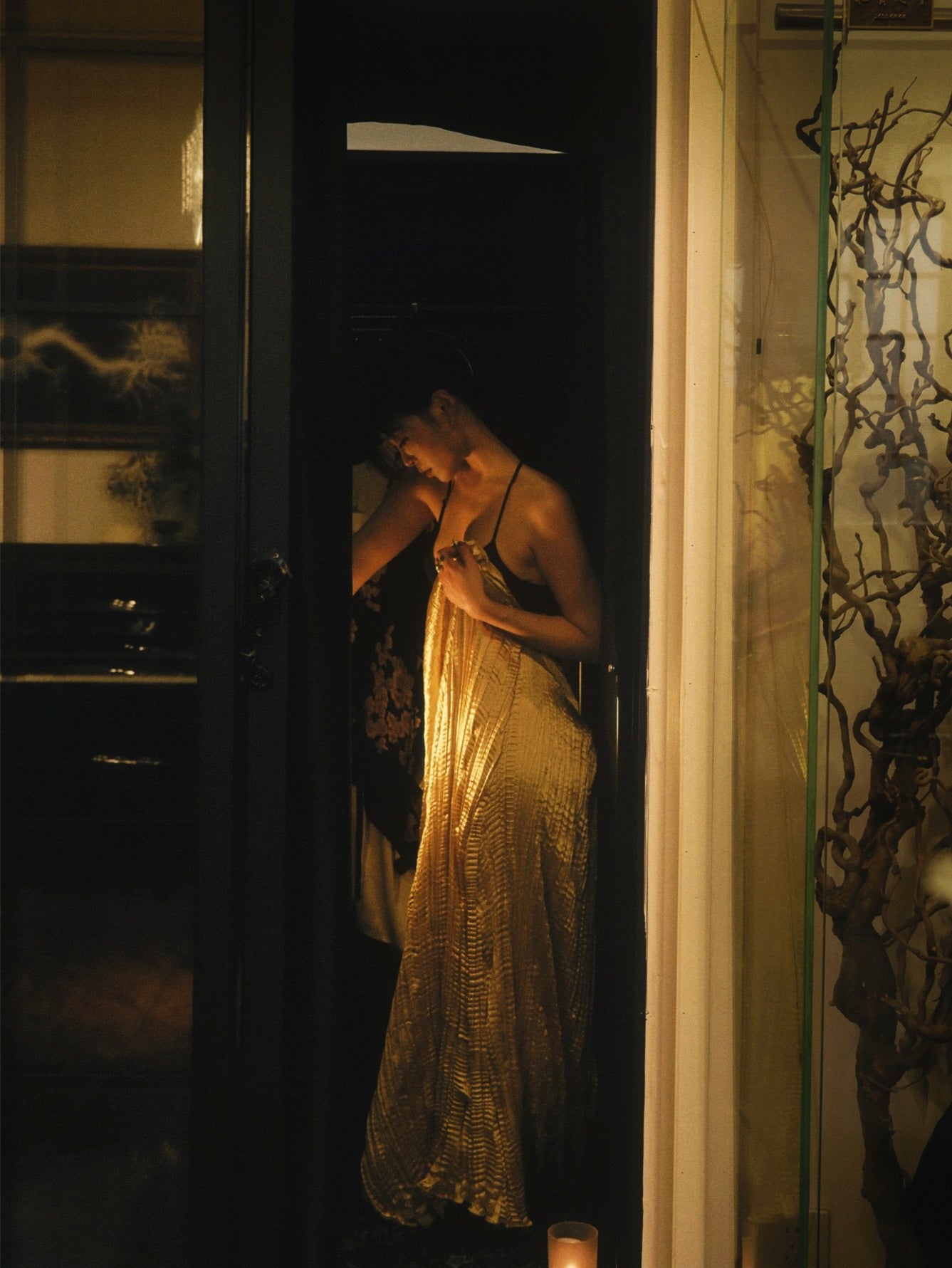 Gilded echo pleated dress