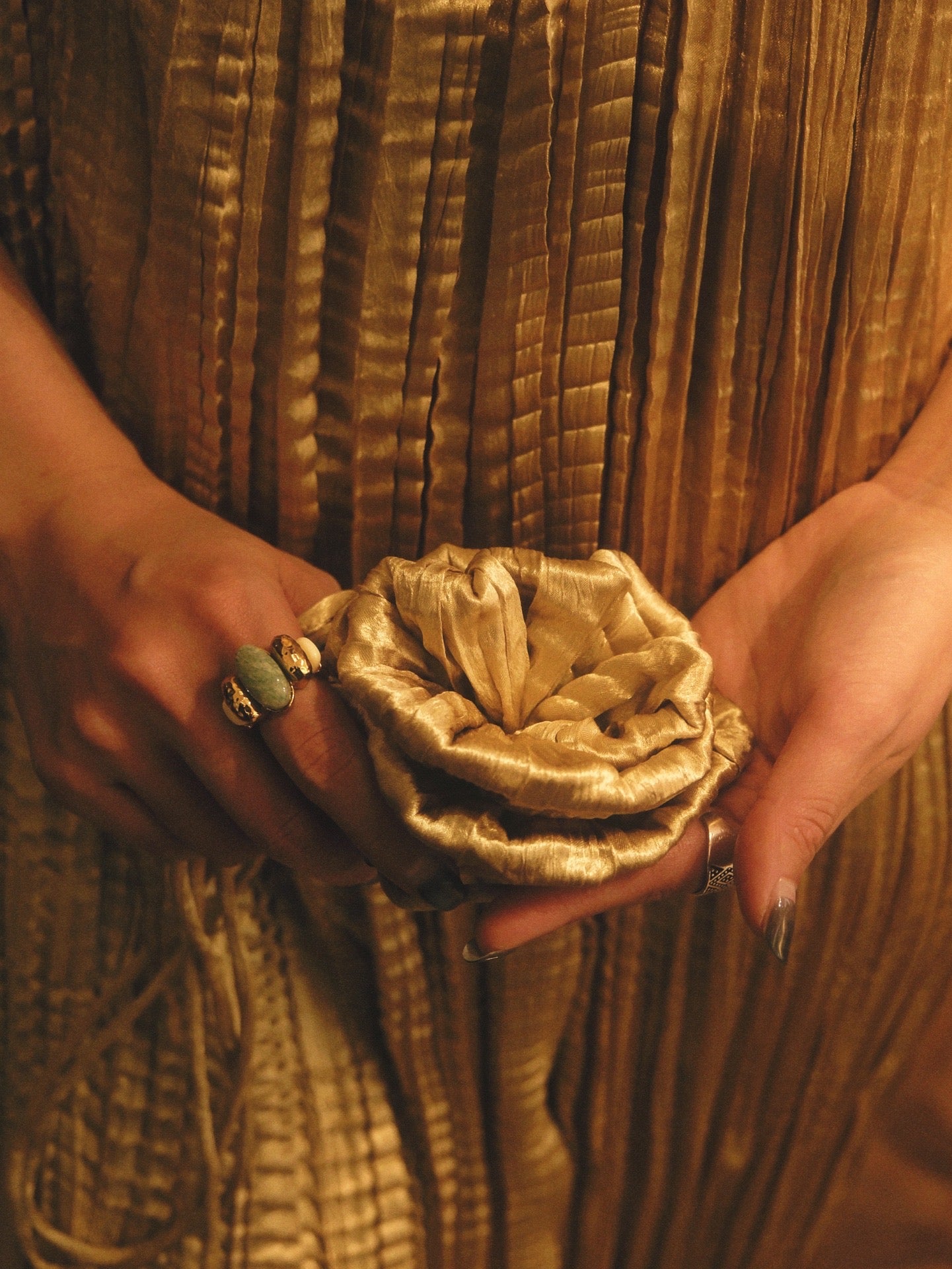 Gilded echo pleated dress