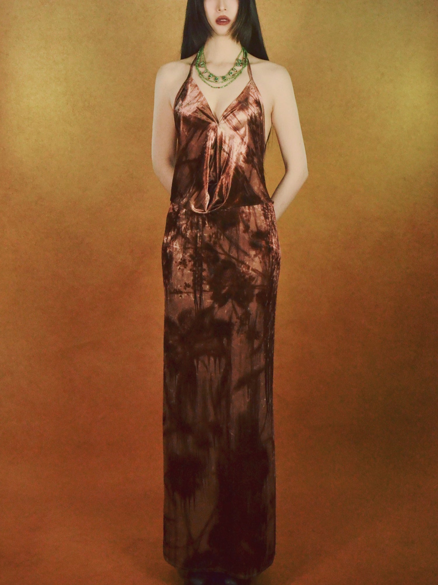 The fluid velvet halter gown
