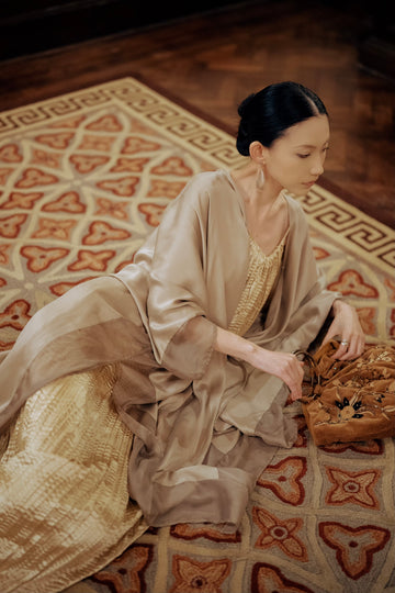 Ethereal layered silk kaftan