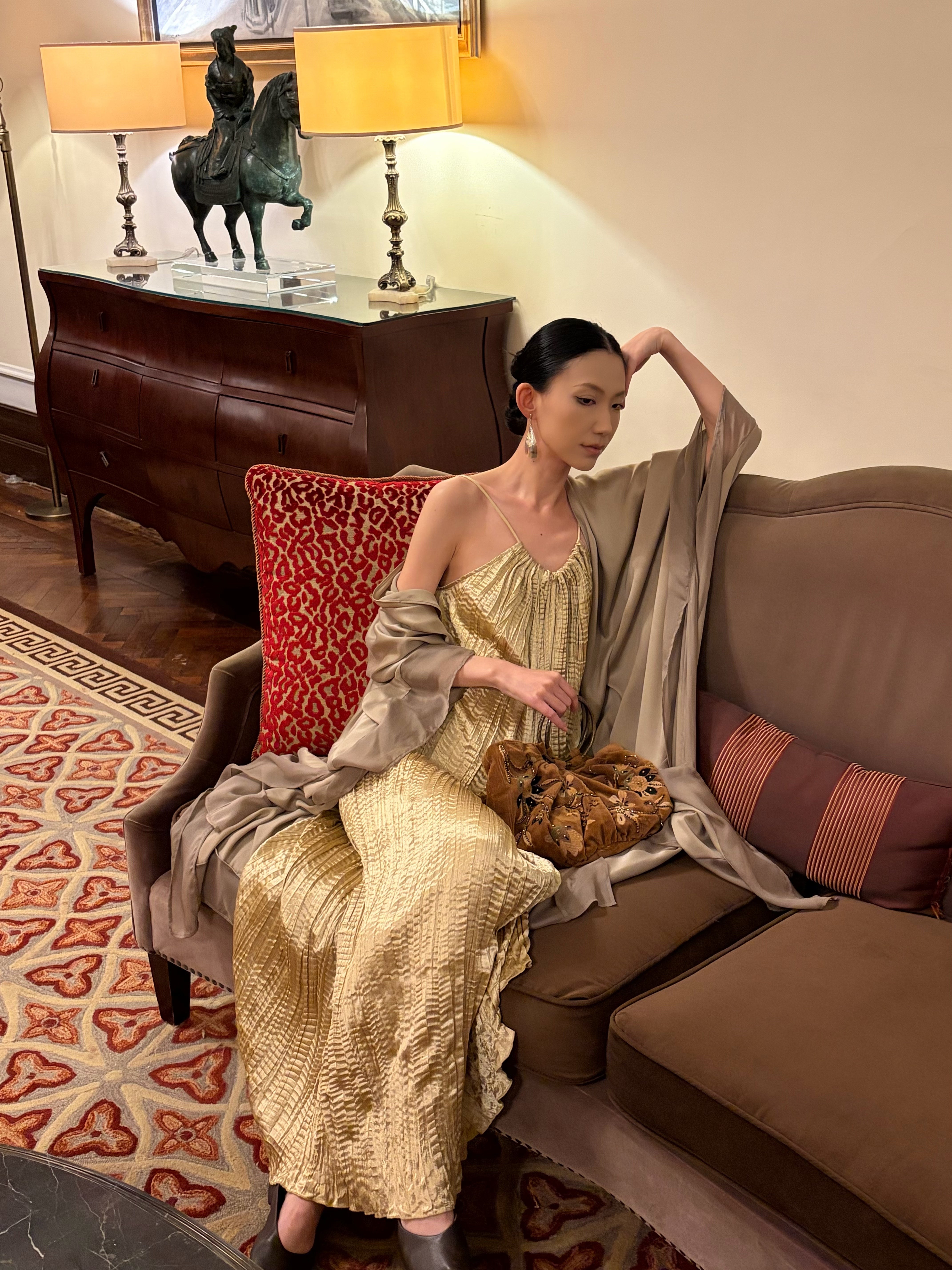 Ethereal layered silk kaftan