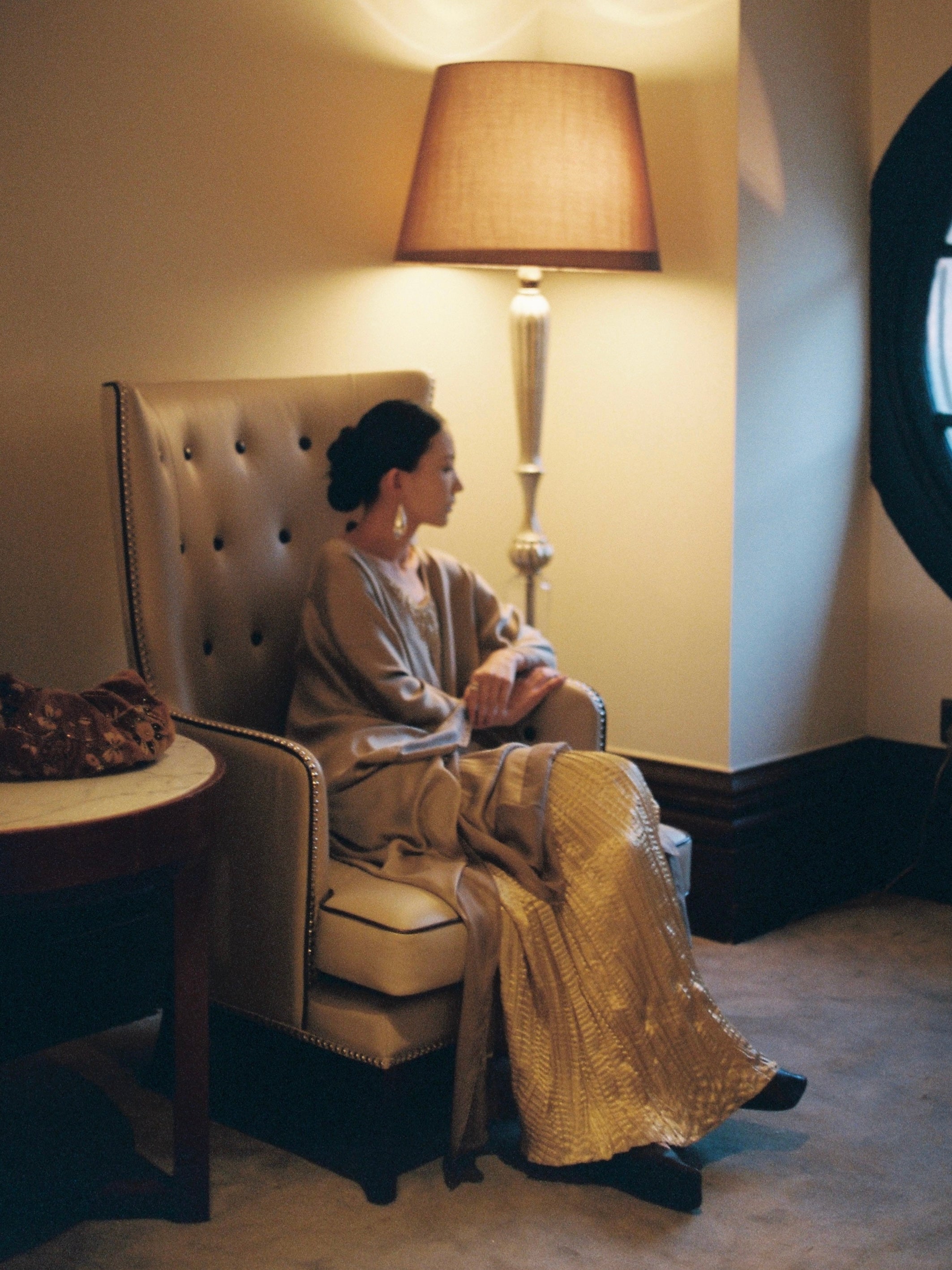 Ethereal layered silk kaftan