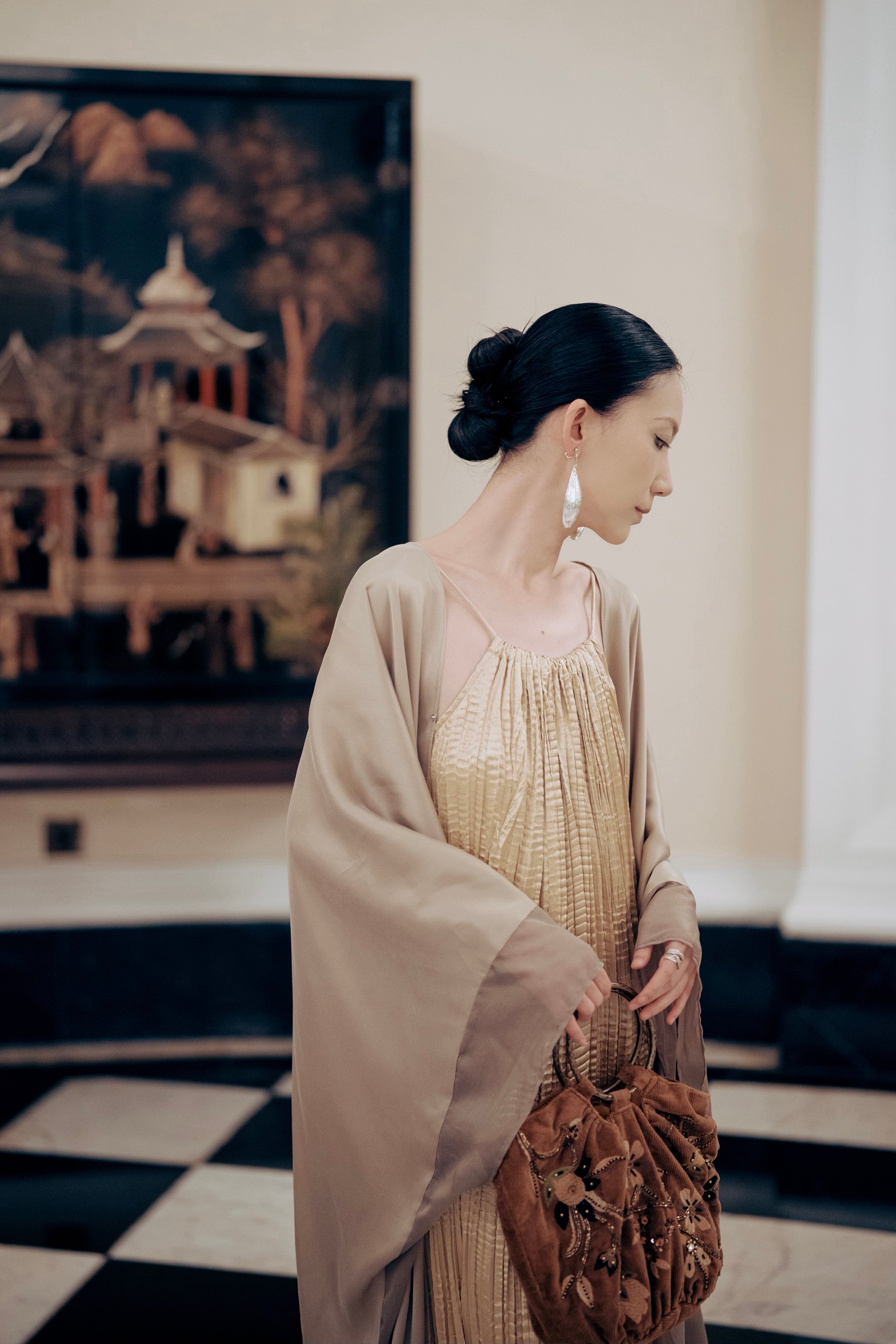 Ethereal layered silk kaftan