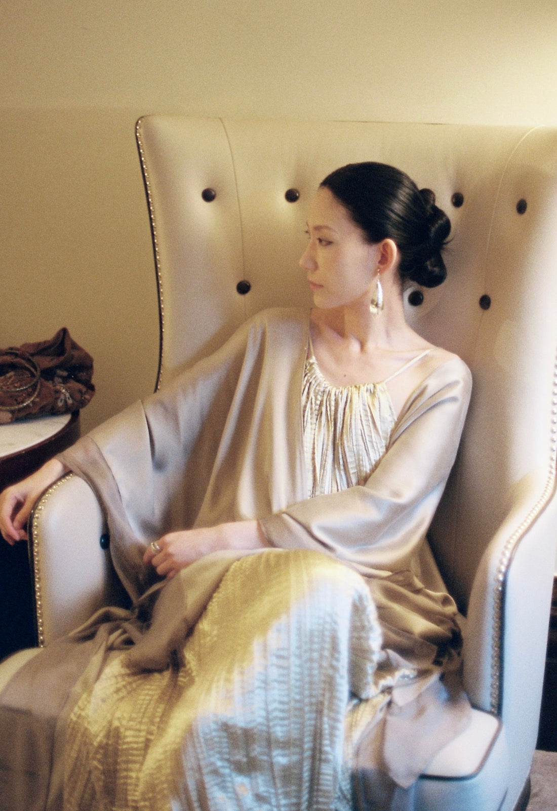 Ethereal layered silk kaftan